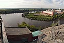 Aerial View of Hydroelectric Generating Station and Substation